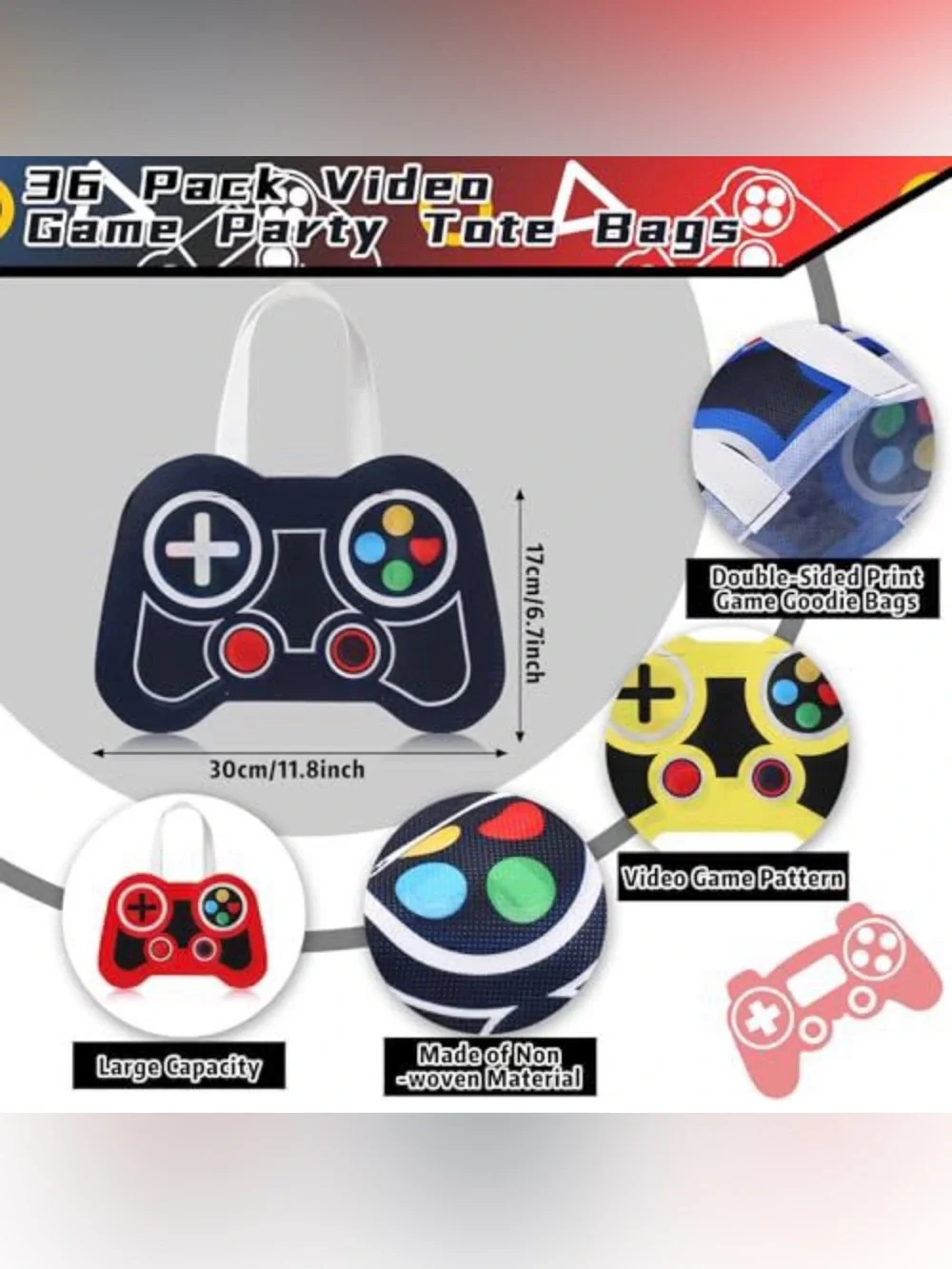 36 Pcs Video Game Party Bags Gift Bags
